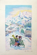 ANGIOLA BERNARDELLI - "Innamorati"  - Serigrafia cm 20x30 OFFERTA SPEDIZIONE 0