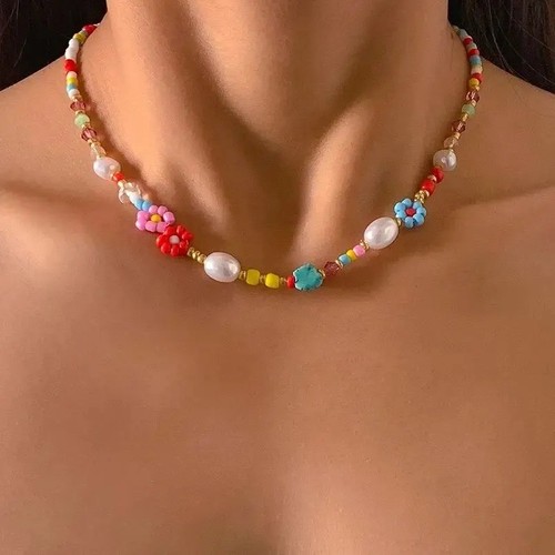 Collana girocollo con - , perline