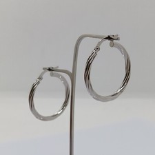 ORECCHINI A CERCHIO TORCION IN ORO BIANCO  18KT 1,65 GRAMMI (7639)