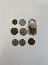 Lotto gettoni vintage vari + lucchetto a gettone telefono lavanderia