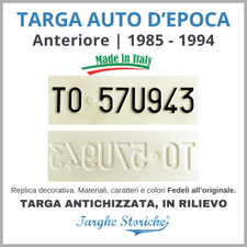 Targa Anteriore Auto d'Epoca