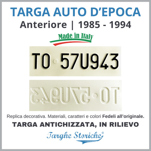 Targa anteriore auto epoca - anteriore,