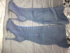 scarpe donna blu jean tacco