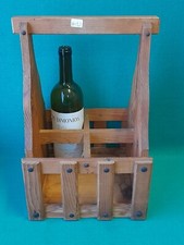 VECCHIO PORTA BOTTIGLIA PORTABOTTIGLIE IN LEGNO 4 POSTI VINTAGE. BN12