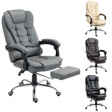 HOMCOM Sedia da Ufficio Ergonomica e Reclinabile con Poggiapiedi Estraibile
