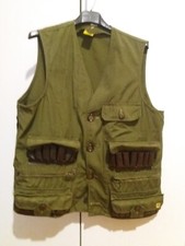 Raro gilet da caccia vintage 70 80 Max Adler taglia 48 cartuccera in pelle