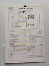 Pininfarina Fiat 124 SpiderEuropa 1981 scheda omologazione DGM Motor. Facsimile
