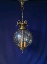 Lampadario in vetro e ottone con tre lampade