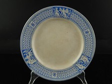 ANTICO RARO PIATTO CERAMICA POTTERY WEDGWOOD ETRUSCAN META' 800 BIANCO BLU
