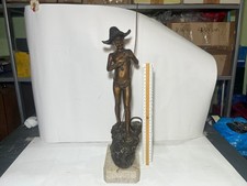 SCULTURA STATUA IN BRONZO IL PESCATORE FIRMATO VARLESE - PESCATORIELLO ANNI 50
