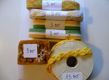 34 MT PASSAMANERIA GIALLO OCRA SENAPE BORDO PIZZO H 1,5 - 6 CM MERCERIA SARTORIA