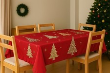 Tovaglia Cerata Natalizia Rossa Antimacchia Impermeabile Volant Made in Italy