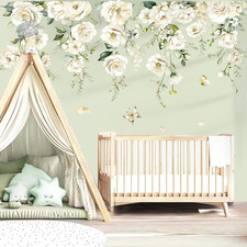 Large Peony White Flowers Wall