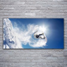 Pittura Su Vetro 120x60 Tempereto Immagine Sport invernali Arte della neve