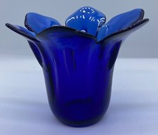 Portacandele vaso vetro blu - portacandele/vaso, in