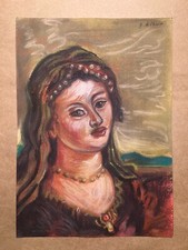 GIORGIO DE CHIRICO Disegno su carta (Fatto a mano) firmato e timbrato tecnica mista.