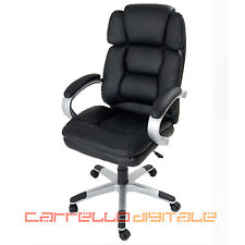 POLTRONA IN ECO PELLE NERA DA UFFICIO PRESIDENZIALE DIREZIONALE SEDIA GIREVOLE