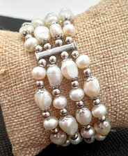 BRACCIALE ELASTICO MULTIFILO CON PERLE D'ACQUA DOLCE