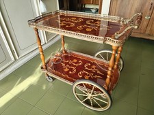Carrello Bar RITIRO Tavolino OTTONE MOGANO INTARSIATO Portavivande Porta Liquori