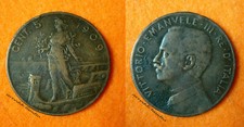 5 CENTESIMI 1909 BB ITALIA SU PRORA RAME REGNO VITTORIO EMANUELE III° 