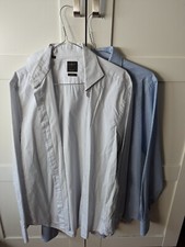 2x Taglia 15.5/40 (L) Camicie Doppelganger A Righe/Fantasie Celeste Bianca