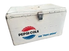 Vintage Pepsi-Cola "Say Pepsi, Please" Ice Chest Metal Cooler USA Made Progress