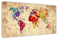 Quadro moderno MAPPAMONDO VINTAGE 60 Arredamento Arte Arredo Casa Stampa su tela