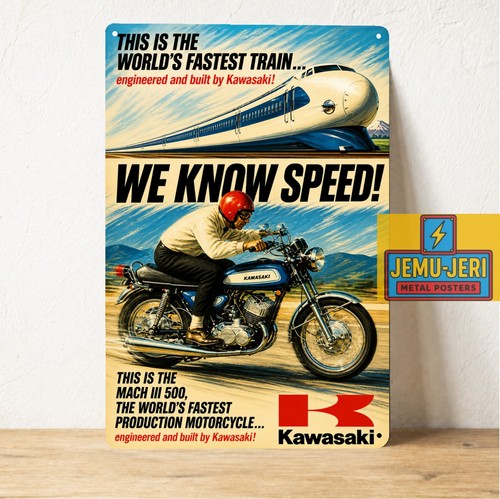Insegna metallo moto kawasaki - insegna,