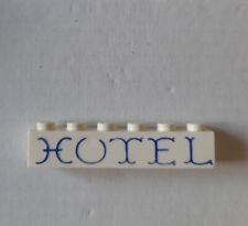 LEGO 3009PX37 - 1 x 6 with HOTEL -- bianco/blu Pattern