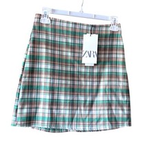 Zara minigonna a quadri verde