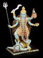 Statua Kali colorata blu - dea