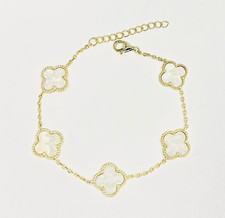 Bracciale Donna Argento 925 Dorato Quadrifogli Madreperla _LSB02