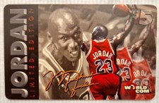 SCHEDA TELEFONICA WORLD COM - MICHAEL JORDAN -  Usata - Autografata Stampa