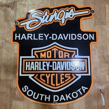 INSEGNA SMALTATA PORCELLANA HARLEY STURGIS 26 X 30 POLLICI