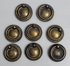 Set 8 Pomelli Maniglie Anello Impero Luigi XVI Ottone Anticato Restauro - 40mm