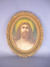 QUADRO OVALE RAFFIGURANTE GESÙ CON CORNICE DECORATA PRIMI '900