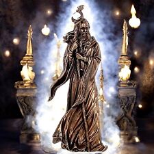 Bronze Effect Merlin Wizard Figurine Wiccan Pagan Statue Fantasy Art Ornament