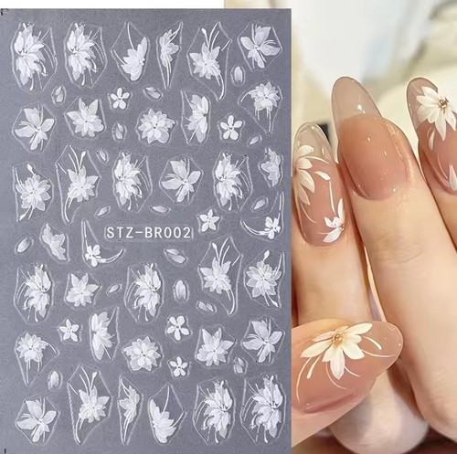 Nail art stickers white - 3d,