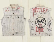 Gilet jeans anni 80 Motley Crue Levis dipinto a mano ventaglio arte hesher gilet metallo