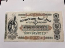 Banconota 50 Pesos Banco De Londres Y Rio Della Plata Montevideo