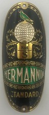Distintivo testa bicicletta smaltata - anni '30 NOS Hermannia Standard Type S - bici tedesca