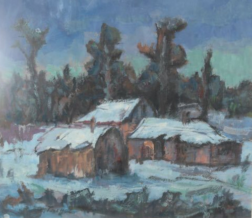 Paesaggio invernale dipinto - invernale,, a