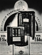 PUBBLICITA' 1935 RADIO ALLOCCHIO BACCHINI MOD. F.51  F.64G SUPERETERODINA  