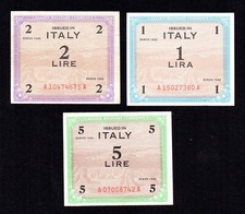 LOTTO 1 2 5 AM LIRE ALLIED MILITARY CURRENCY MONOLINGUA ITALIANO OCCUPAZIONE