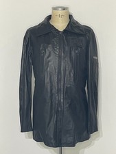 Polizia Jacket 80's Black Leather Pelle Motocycle Military Vintage