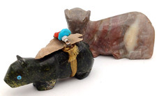 ZUNI FETISH PIETRA OLLARE ANIMALI SCOLPITI A MANO - MINIATURE