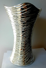 Argenesi elegante vaso ceramica argentata millerighe 30 cm (h)