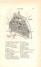 PAVIA Pianta della città con legenda STAMPA ANTICA del 1858 Antique print