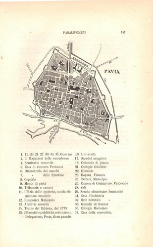 Pavia pianta della città con - pavia,