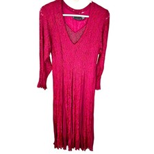 Starina floreale rosso pizzo trasparente sovrapposizione fata gotica manica lunga elegante taglia S